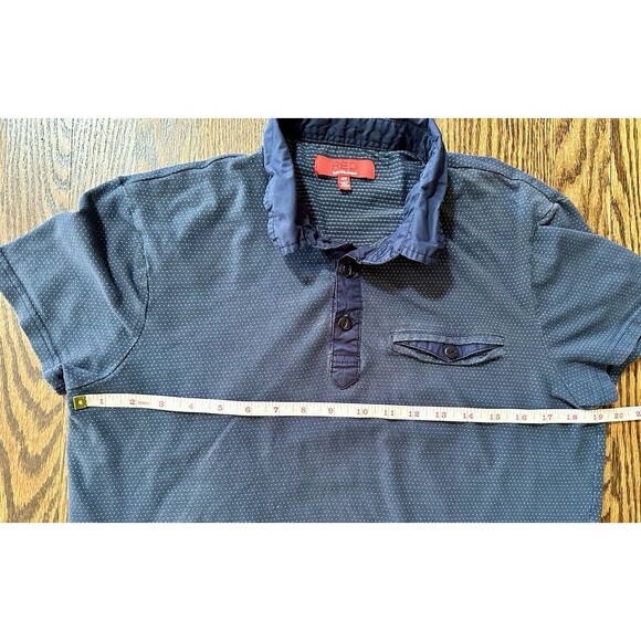 Red Saks Fifth Avenue Mens Polo Sz M Blue Spotted Button Pocket Short Sleeve - Picture 4 of 8